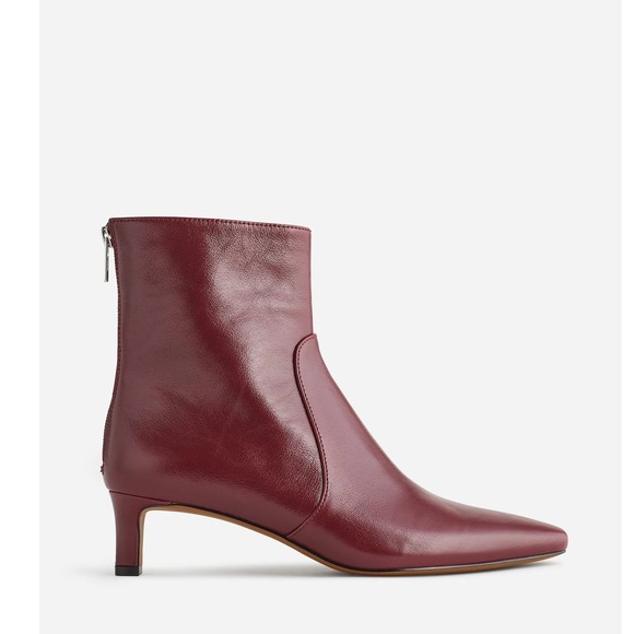 NEW Madewell The Dimes Kitten Heel Boots Women 9 Burgundy Deep Merlot Leather - Picture 2 of 7